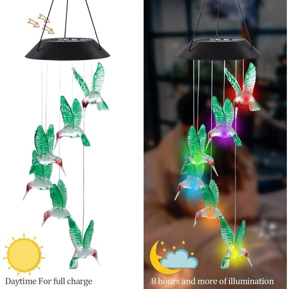 Merkury Solar Cascading Hummingbirds Color Changing LED Lights NEW - Picture 2 of 10